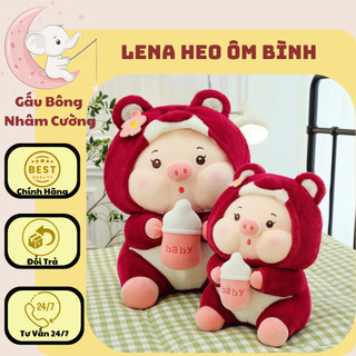 Gấu bông heo ôm bình sữa cosplay lotso - heo lợn bông cởi mũ ra được cao cấp gấu bông city