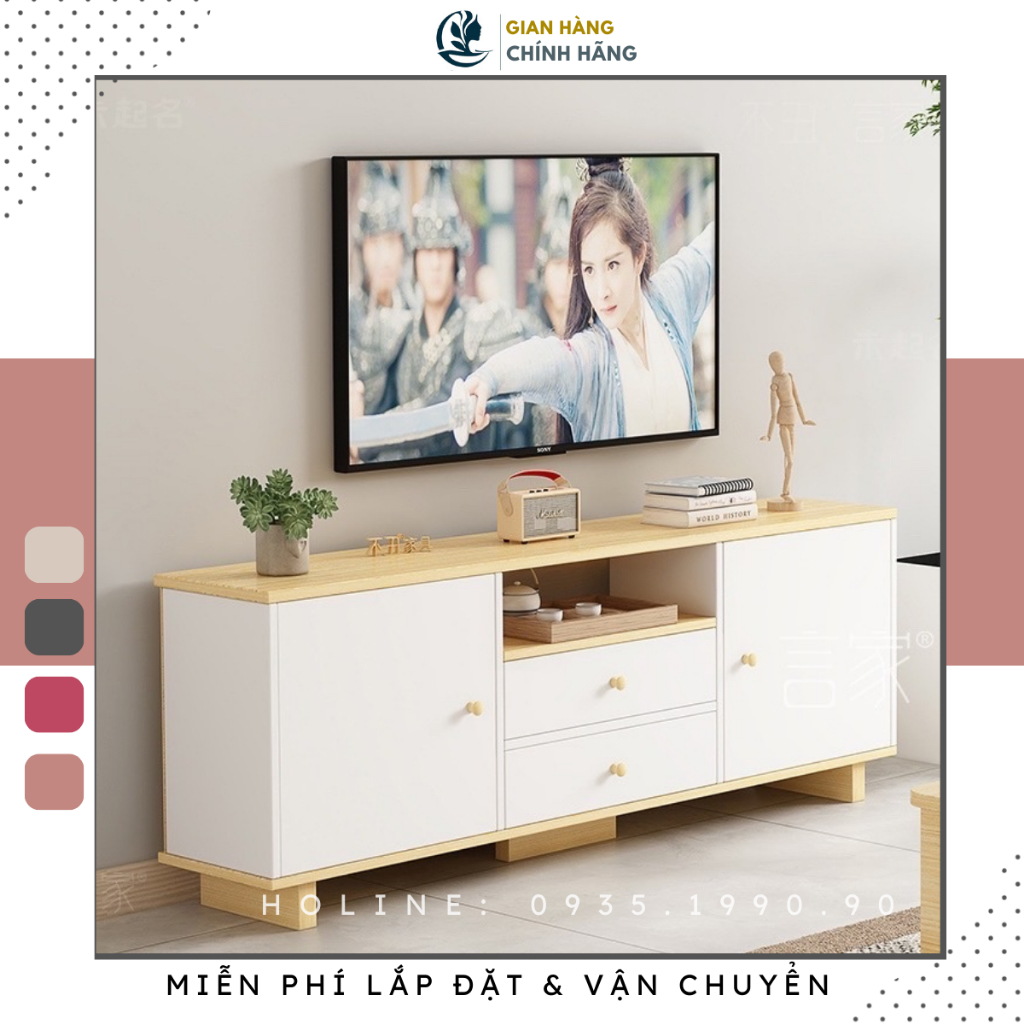 Tủ tivi gỗ Goodluck đã lắp ráp làm kệ ti vi decor nhà đẹp FreeshipHCM GLTV24