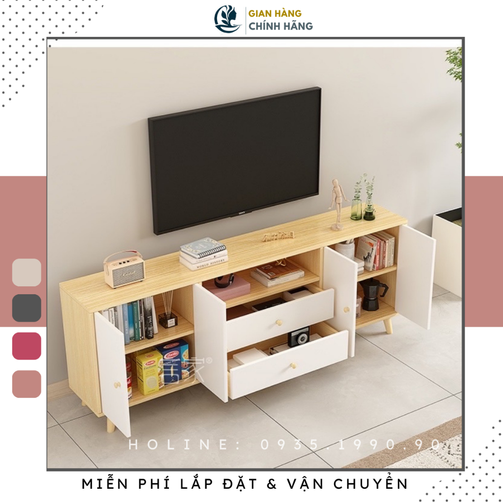 Tủ tivi gỗ Goodluck đã lắp ráp làm kệ ti vi decor nhà đẹp FreeshipHCM GLTV24