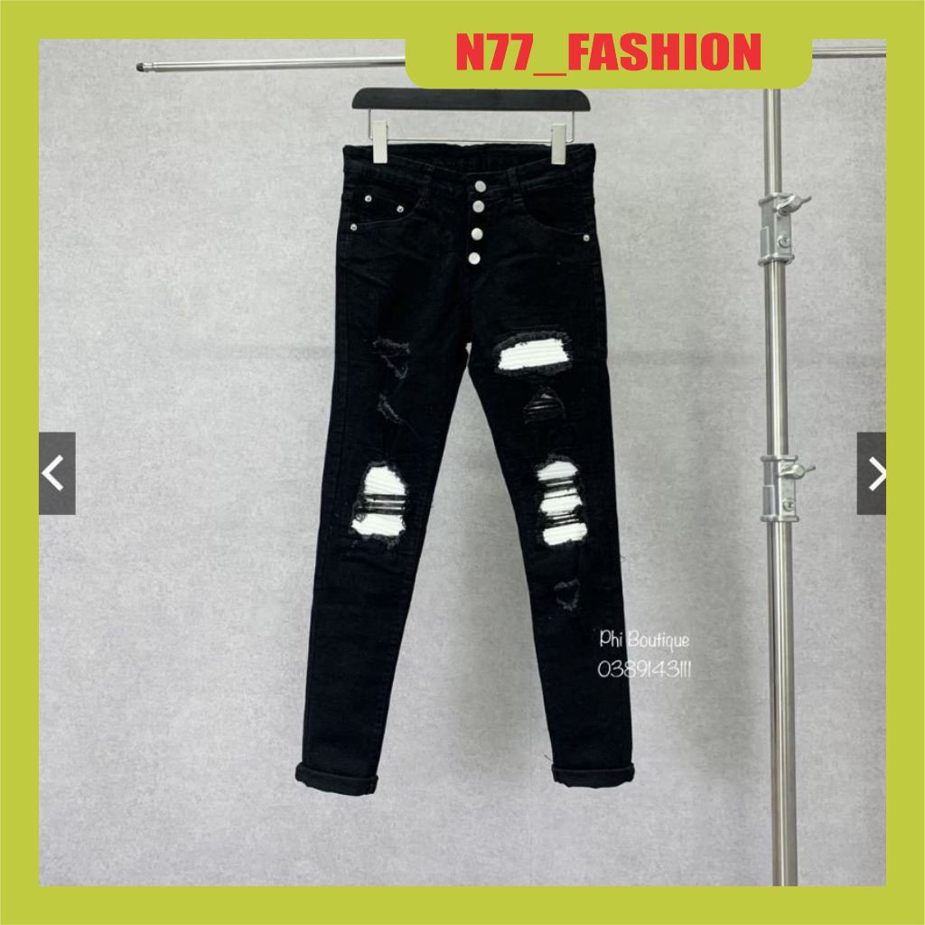 Quần jean nam VÁ DA 4 cúc boy phố form đẹp chất vải dày con giãn 4 chiều mẫu mới nhất Hót Trend