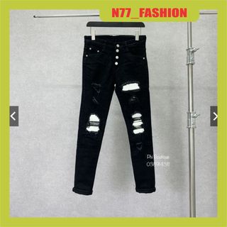 Quần jean nam VÁ DA 4 cúc boy phố form đẹp chất vải dày con giãn 4 chiều mẫu mới nhất Hót Trend