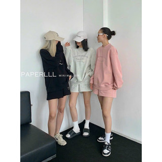 [-30%] Sét bộ 4 mùa chất mùa hè hoặc thu đông mặc dự tiệc chất Nỉ hoodie không nón tay dài chữ quần đùi 3 màu