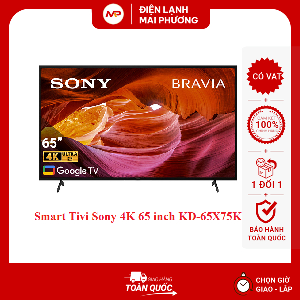 Smart Tivi Sony 4K 65 inch KD-65X75K - Hàng chính hãng (Bảo hành 24 th