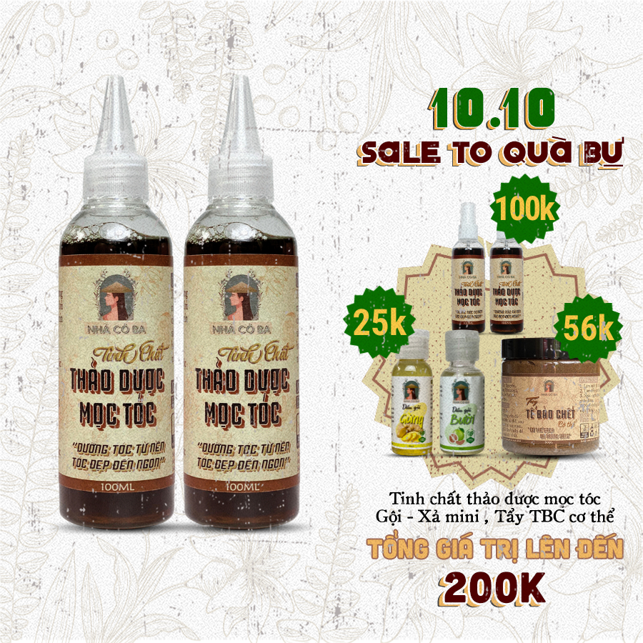 Tinh chất thảo dược bồ kết dưỡng tóc Nhà cô ba chính hãng giãm gãy rụng mọc tóc 100ml 200ml