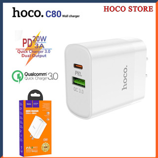Củ Sạc Nhanh PD20W Siêu Bền Chính Hãng Hoco C80 3.4A Mẫu Mới Cốc 2 Cổng C+ USB Cho IpXr 14 13 12 11 Xs Max, Android .