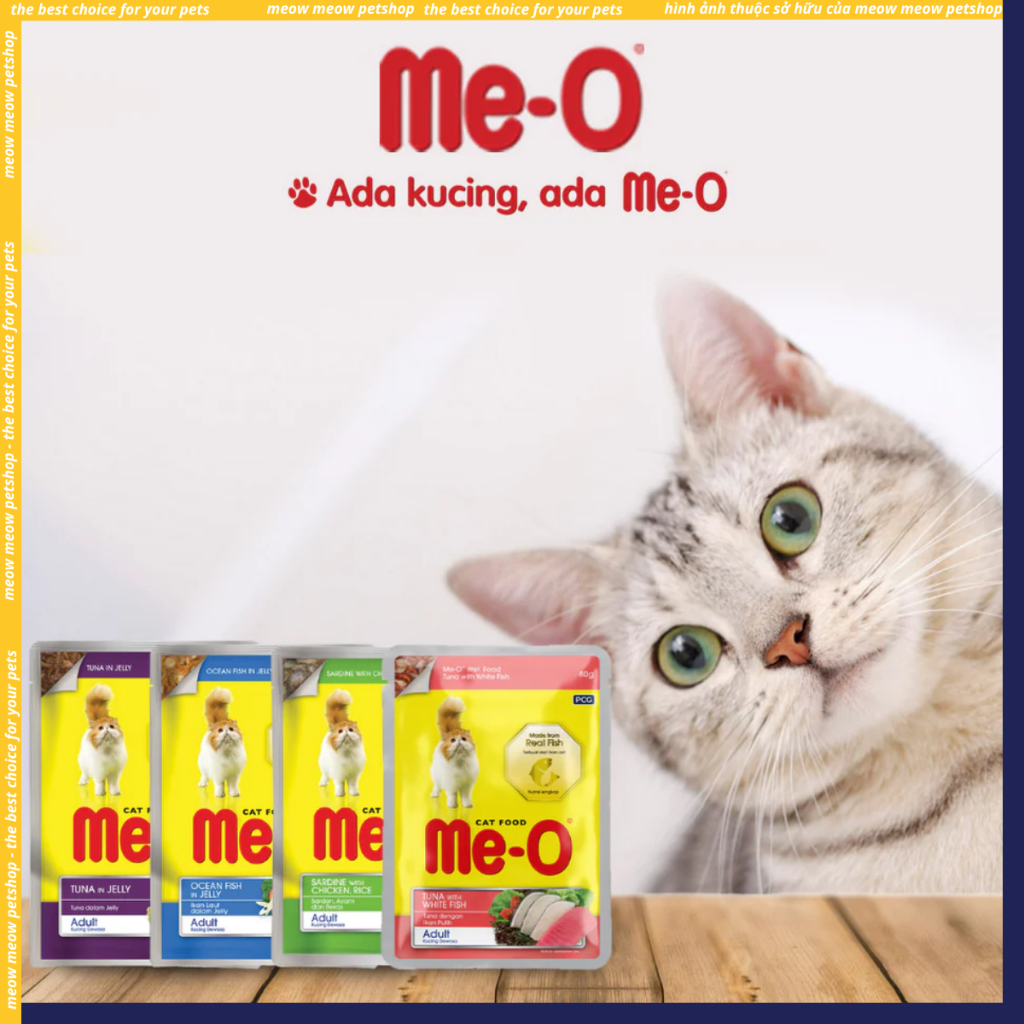 Pate cho mèo Me-O túi 80GR. Pate dinh dưỡng cho mèo Me-O đủ vị.