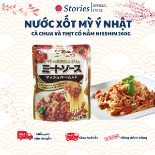 Nước xốt cà chua và thịt có nấm nisshin 260g, nước sốt cà chua, sốt spaghetti, sốt mì ý cà chua thịt nhật bản