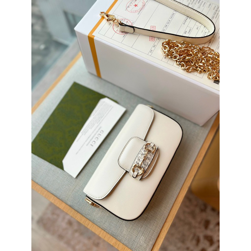 Túi Xách Gucci Horsebit 1955 Shouder Bag Trắng Đen Size 24  -  By Anh Dinh Phuong