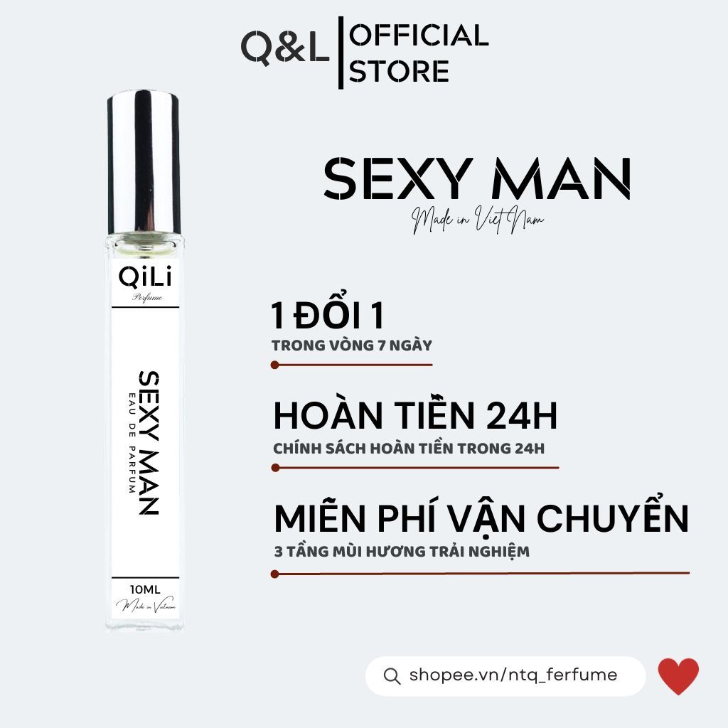 Nước Hoa Nam QiLi Sexy Man Nguyên Liệu Nhập Pháp Hương Thơm Lôi Cuốn, Ngọt Ngào Dạng Xịt 10ml