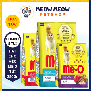 [COMBO 5 Gói siêu tiết kiệm] Hạt cho mèo Me-O | Túi 350Gr | Thức ăn cho mèo trưởng thành xuất sứ Thái Lan.