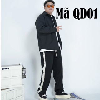 Quần ống suông nam form rộng (có dây rút dưới gấu quần) Quần jogger from rộng big size (40.135kg) chất si gạo cao cấp