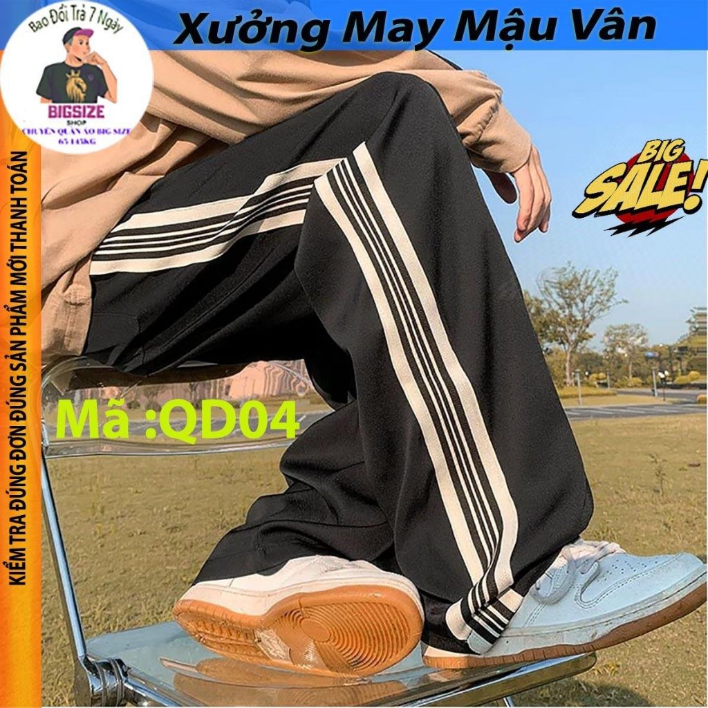 Quần Dài Ống suông MV shop Quần Nam form rộng big size (40.135kg) phối  kẻ sọc Chất Vải Cotton co dãn thoải mái  mã QD04