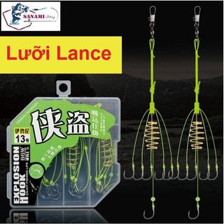 Lưỡi Câu Cá Lăng Xê Hộp 4 lưỡi  [ HÀNG ĐẸP GIÁ RẺ ]  lancer xanh chất lượng cao - Sanami Fishing