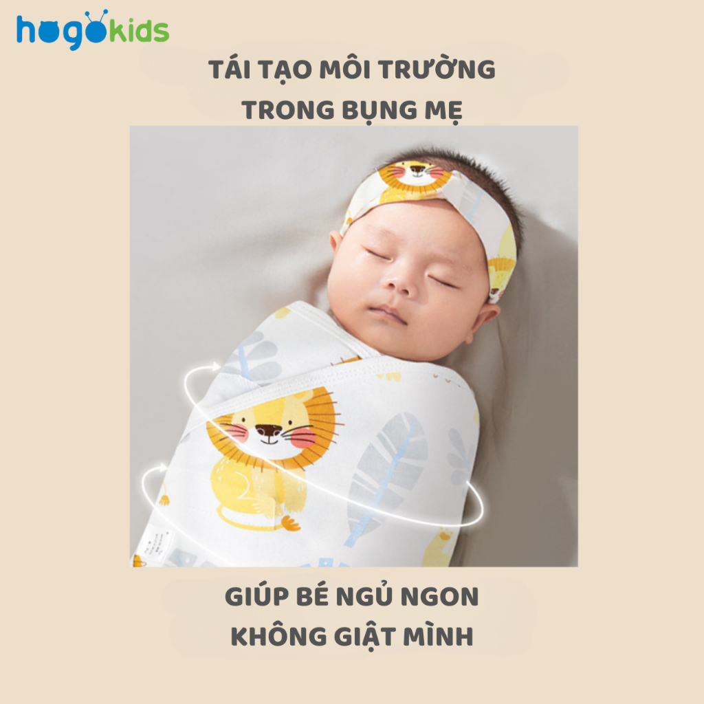 Khăn Quấn Bé Sơ Sinh Chống Giật Mình, Vải Cotton Mềm Mịn Thoáng Khí KT 35x80cm