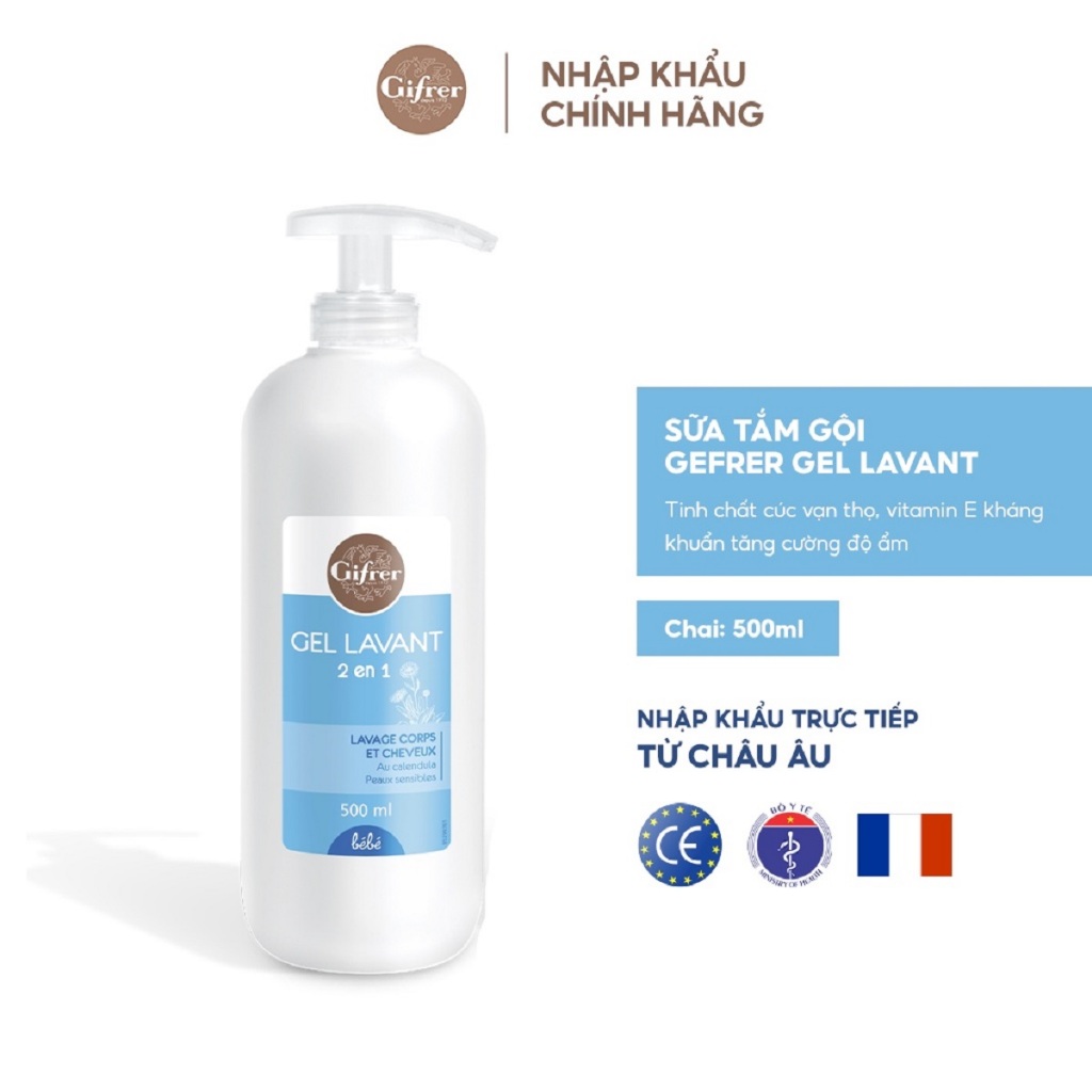 Sữa tắm gội cho bé GIFRER Gel LavanI 2 trong 1 - Chai 500ml