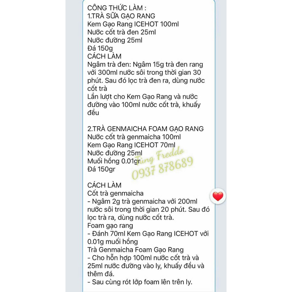 Kem Rich Béo Gạo Rang ICEHOT hộp 500g - Bí Quyết Làm Món Trà Gạo Rang Chuẩn Ngon