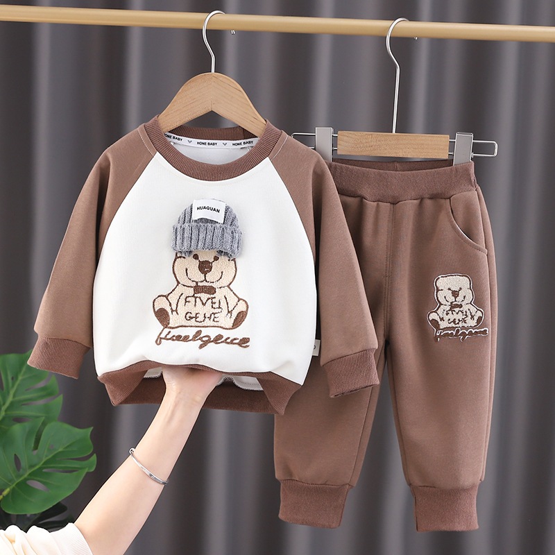 Set Bộ Quần Áo Nỉ Cao Cấp Dày Dặn Ấm Cho Bé Trai, Bé Gái Mùa Thu Đông Lạnh Nhà CAFE_BABY102