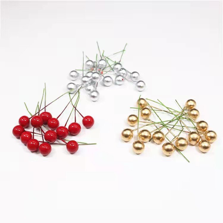 Sét 50 quả anh đào nhân tạo màu đỏ Size 1.2CM - Trang trí noel, làm oản, trang trí tết, decor