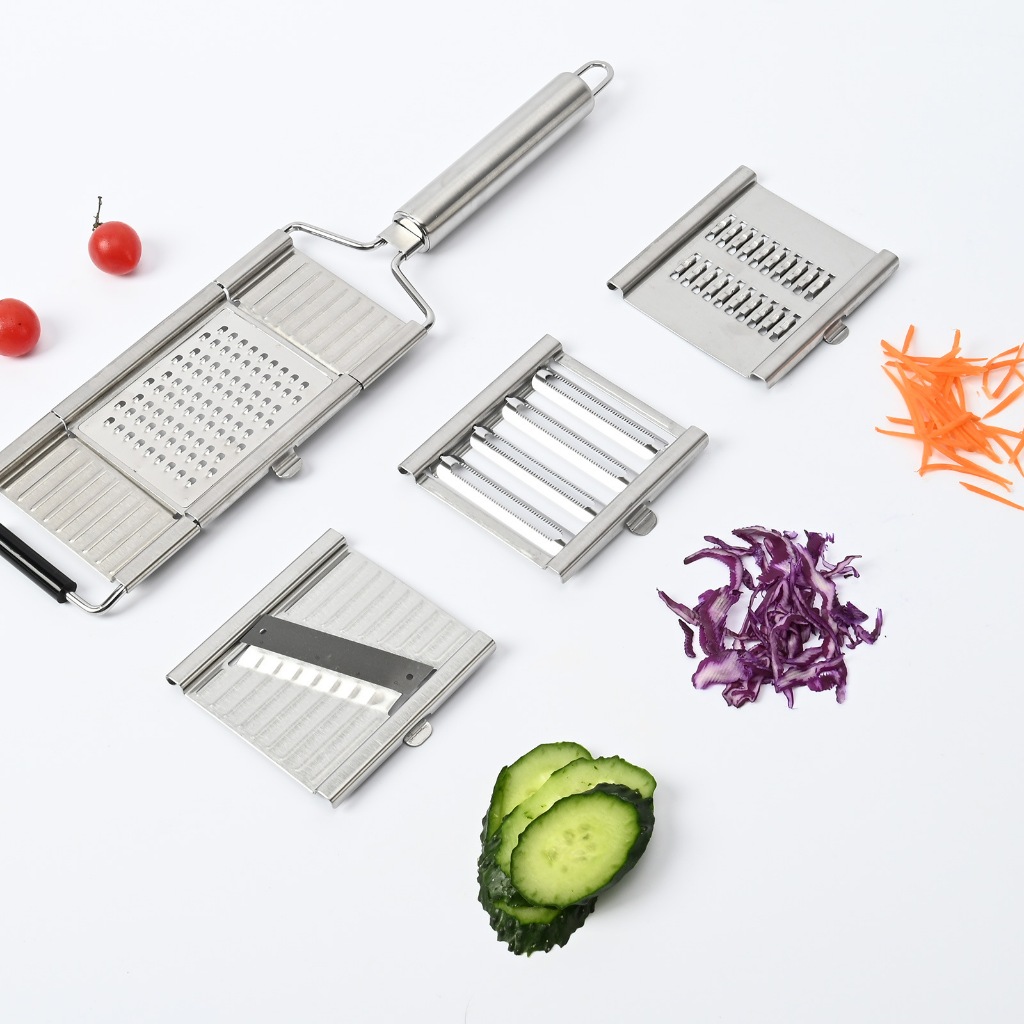 Dụng Cụ Bào Gọt Rau Củ Quả Đa Năng Chất Liệu Thép Inox Không Gỉ. Set 4 Món Trong 1 Bộ Dễ Dàng Sử Dụng