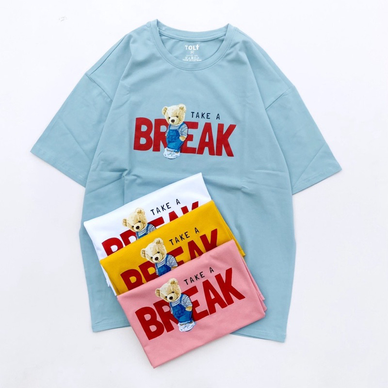 Áo Thun Nữ Form Rộng TOLI Áo BREAK dế thương, Vải Cotton 4 chiều cao cấp. Size S m L ( 40kg-65kg mặc tùy cao