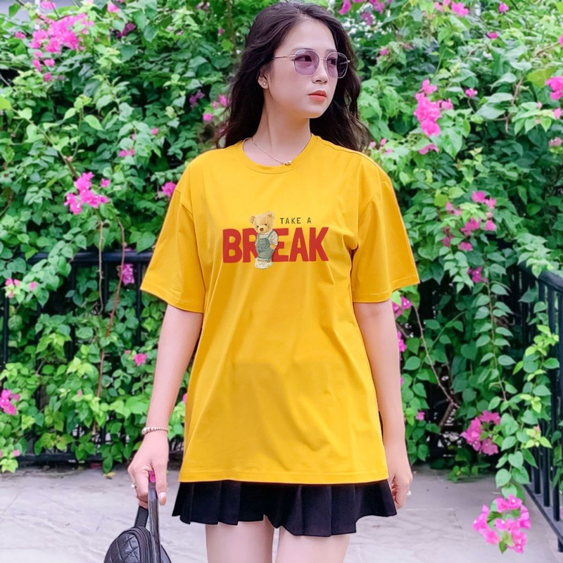 Áo Thun Nữ Form Rộng TOLI Áo BREAK dế thương, Vải Cotton 4 chiều cao cấp. Size S m L ( 40kg-65kg mặc tùy cao