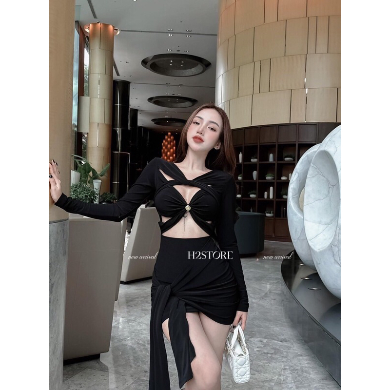Đầm body cut eo nhúng dúm hông