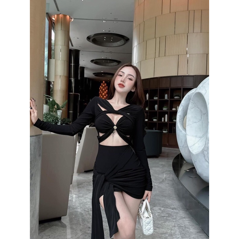 Đầm body cut eo nhúng dúm hông