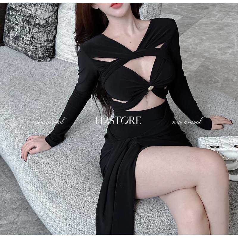 Đầm body cut eo nhúng dúm hông