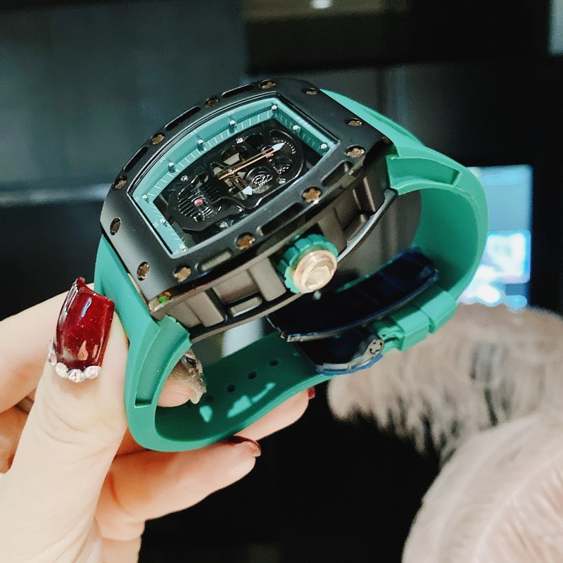 Đồng Hồ Nam Auth X-cer B0619 Green Skull Automatic, Dây Silicon , Size 43mm