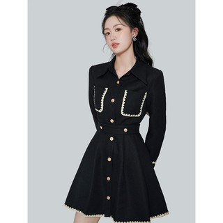 đầm tweet đen phối viền
