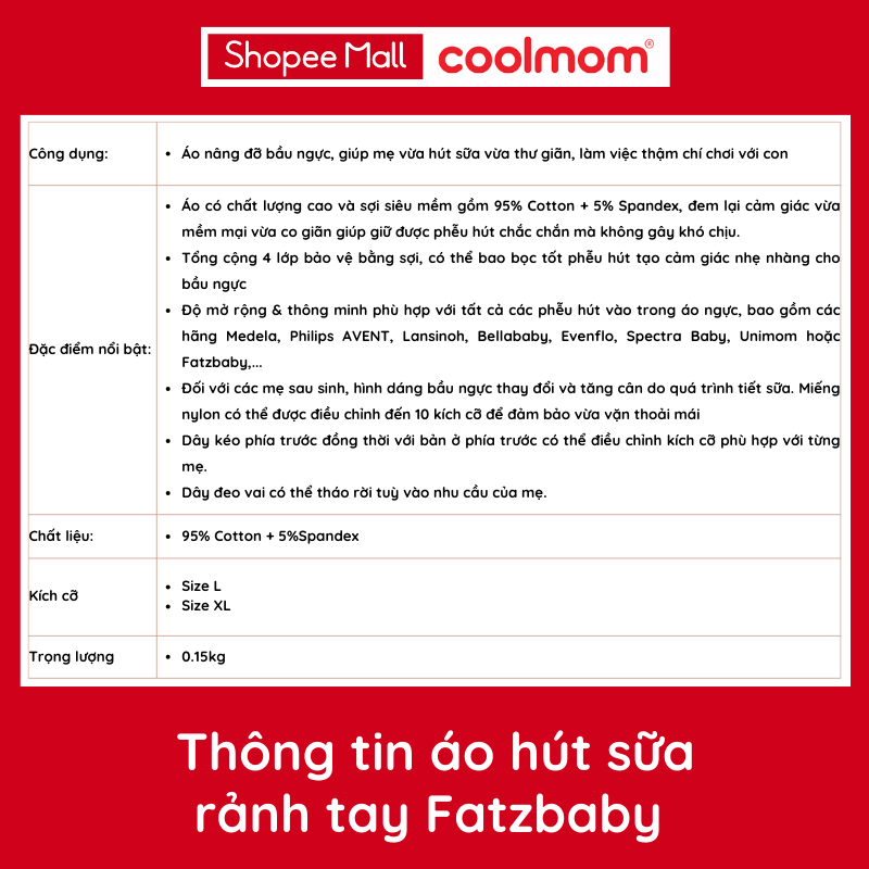 Áo hút sữa rảnh tay Fatzbaby FB0023VN