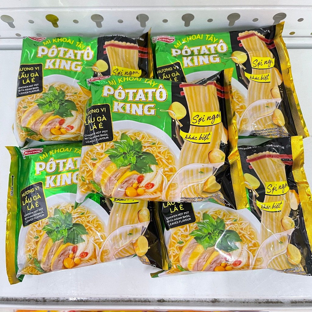 Combo 5 gói mì khoai tây, mì tôm Pôtatoo King vị lẩu gà lá é đặc sản Đà Lạt, hương vị độc đáo gói 85g