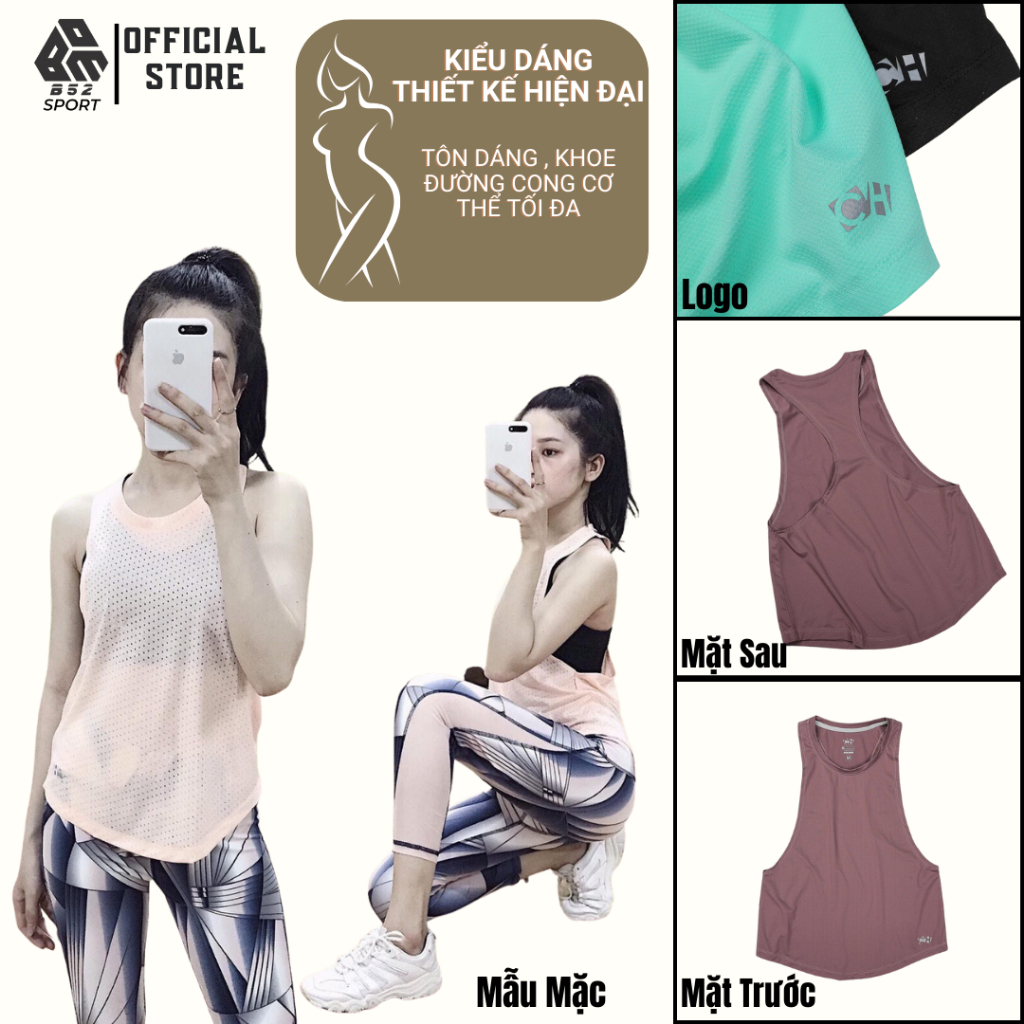 Áo tanktop tập gym yoga nữ thiết kế đơn giản chất vải mè lưới