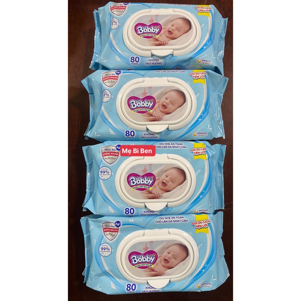 Khăn ướt Bobby không mùi/có mùi 100 miếng/gói - DATE MỚI