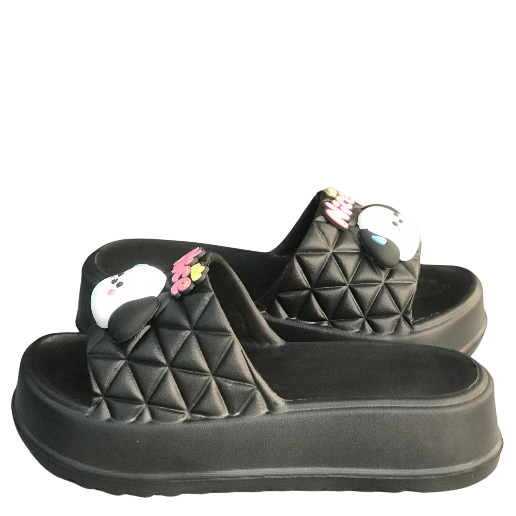 Dép quai ngang nữ đế bánh mì có sticker siêu dễ thương cao 5cm siêu bền mẫu mới khi mua tăng 1 size