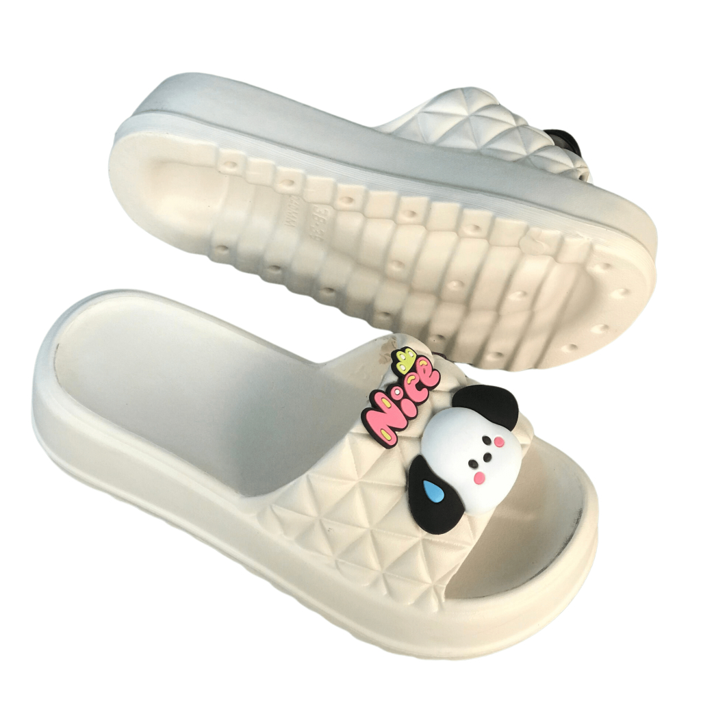 Dép quai ngang nữ đế bánh mì có sticker siêu dễ thương cao 5cm siêu bền mẫu mới khi mua tăng 1 size