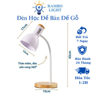 Đèn bàn học đế gỗ, đèn led để bàn làm việc đọc sách bảo vệ mắt, chống cận, trang trí decor phong cách Hàn Quốc