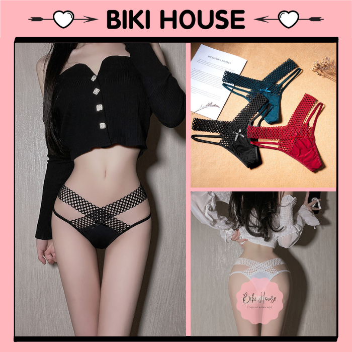 Quần lót sexy phối ren cạp chéo quyến rũ dễ thương chip nữ cao cấp lụa băng mềm mịn co giãn tốt BIKI HOUSE T349 - HCM