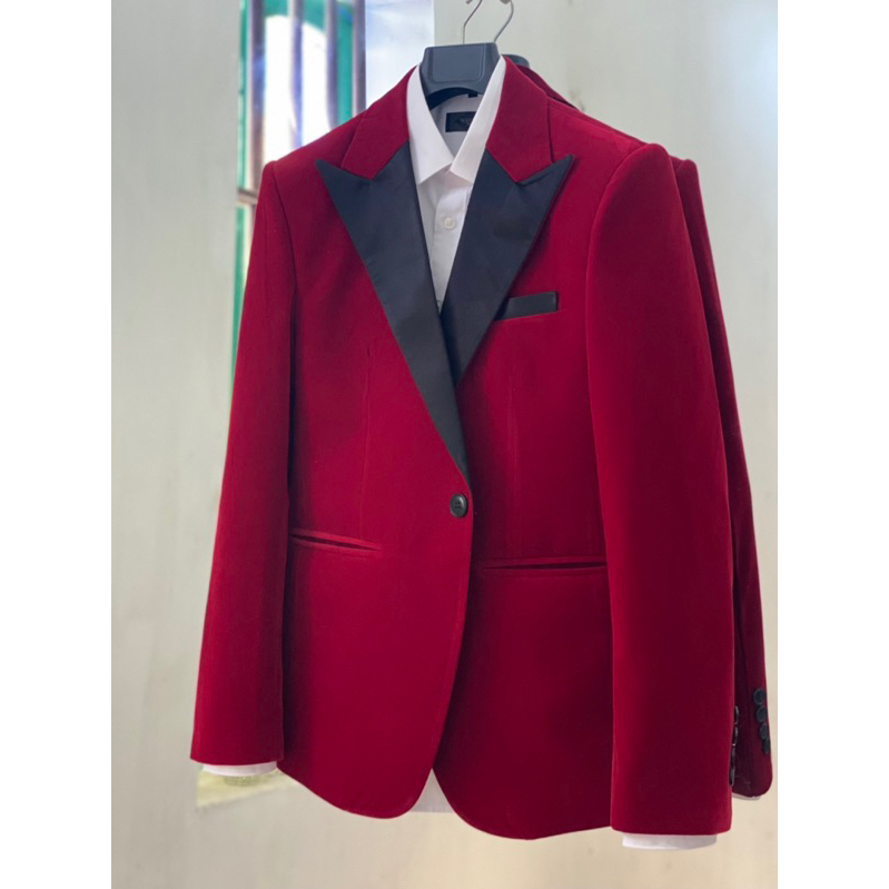 Áo vest nam nhung đỏ đô,phong cách trẻ trung dễ phối đồ