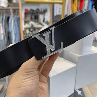 Thắt lưng nam lv, dây lưng nam mặt khóa cài đính đá trắng cho nam - TL27
