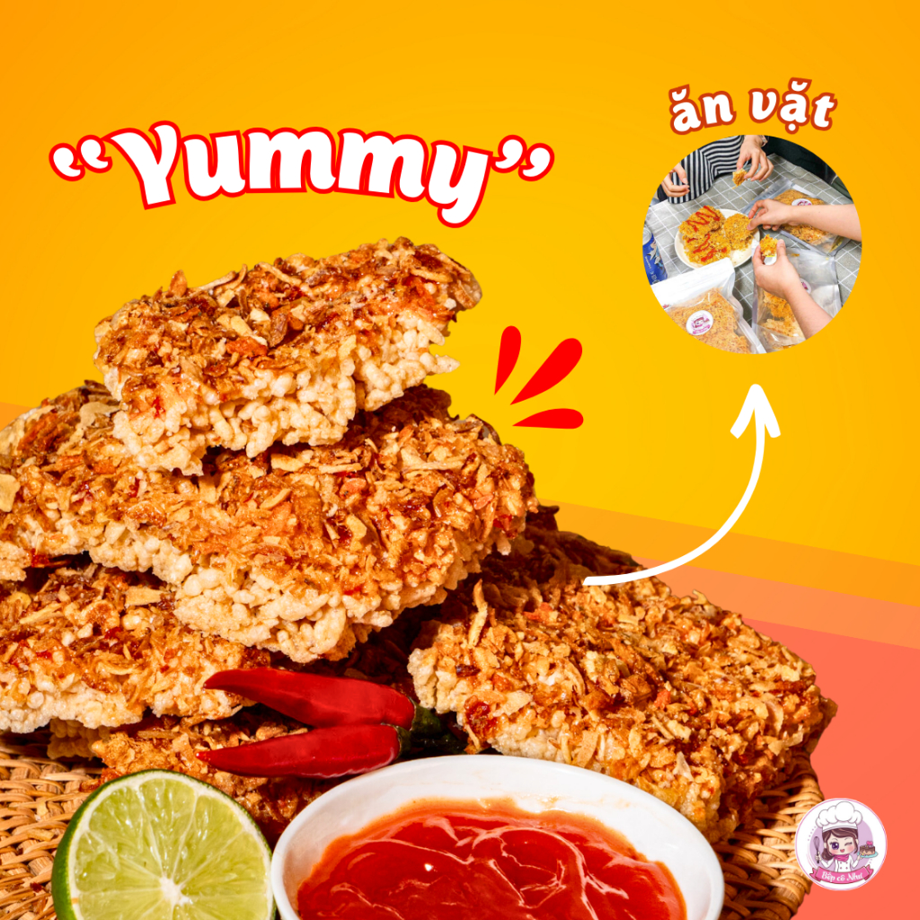 Cơm cháy ruốc hành phi Siêu ngon giòn rụm - Loại cay vừa - túi 250g | Đồ ăn vặt Bếp Cô Như