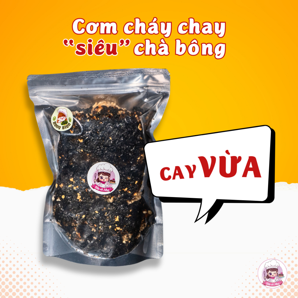Cơm cháy chay Siêu rong biển giòn rụm - Loại cay vừa - túi 250g | Đồ ăn vặt Bếp Cô Như