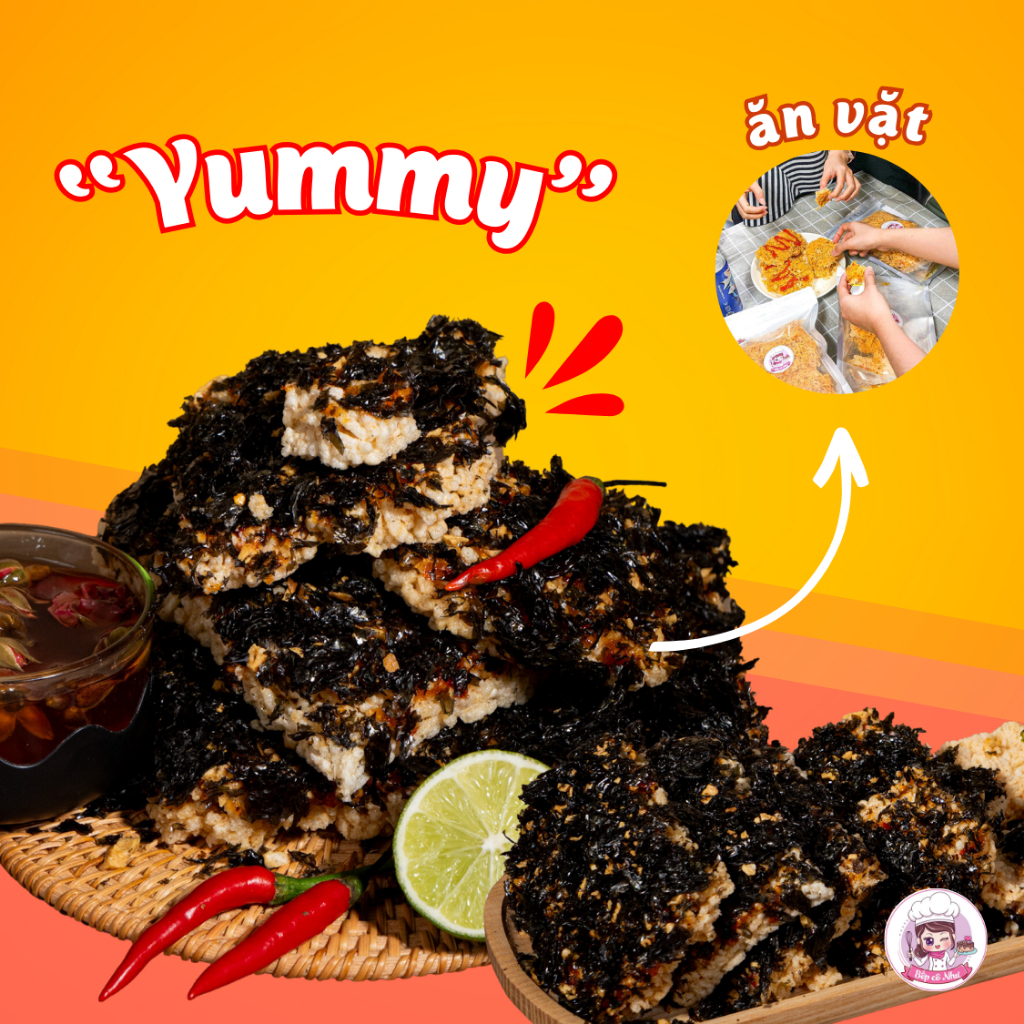 Cơm cháy chay Siêu rong biển giòn rụm - Loại cay vừa - túi 250g | Đồ ăn vặt Bếp Cô Như