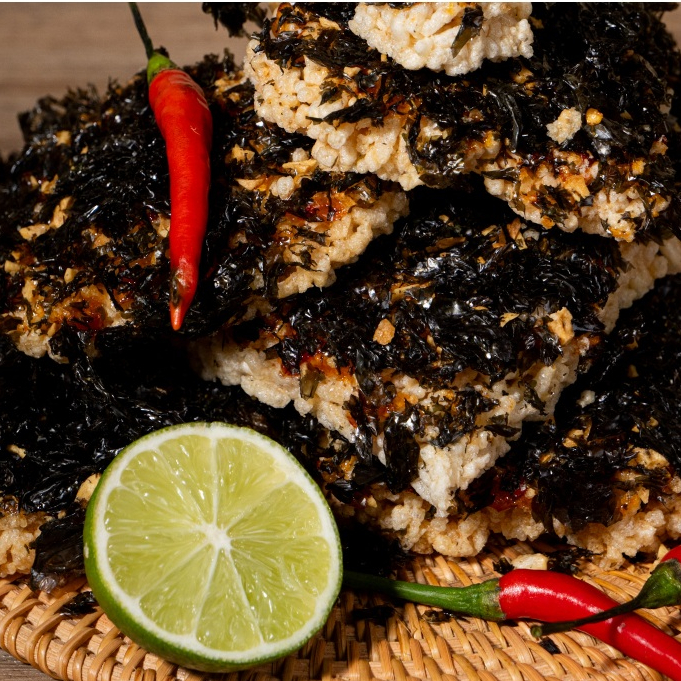 Cơm cháy chay Siêu rong biển giòn rụm - Loại cay vừa - túi 250g | Đồ ăn vặt Bếp Cô Như