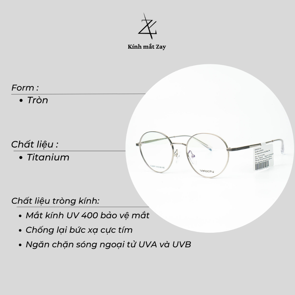 Gọng kính nam nữ Velocity titanium VL26971 phong cách thời trang cao cấp