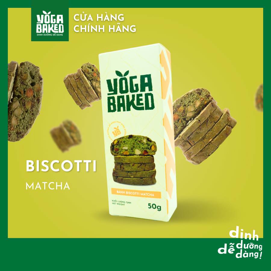 Biscotti matcha - YogaBaked cookie trà xanh - Bánh ăn buổi sáng, buổi phụ, ăn kiêng tiện lợi