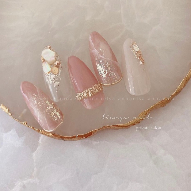 M006 - ANNAELSA Nail Box Thiết Kế Móng Úp Mẫu Màu Hồng Xanh Dễ Thương Xinh Xắn