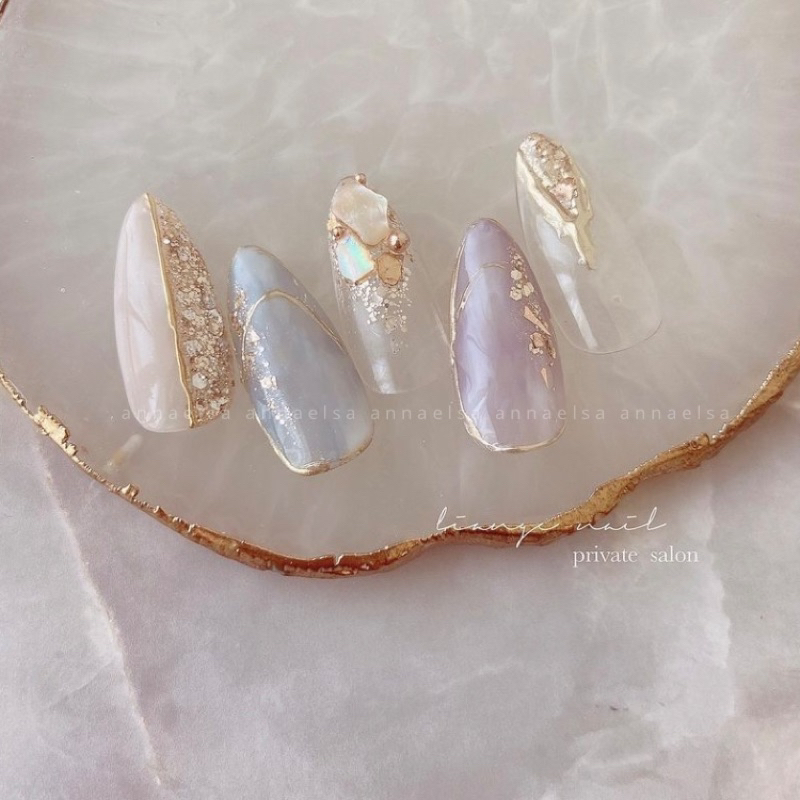 M006 - ANNAELSA Nail Box Thiết Kế Móng Úp Mẫu Màu Hồng Xanh Dễ Thương Xinh Xắn