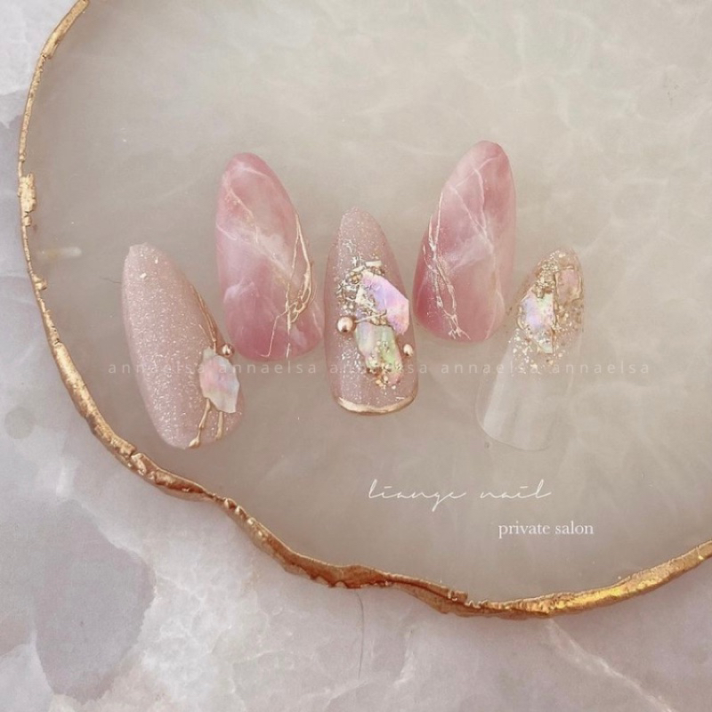 M006 - ANNAELSA Nail Box Thiết Kế Móng Úp Mẫu Màu Hồng Xanh Dễ Thương Xinh Xắn
