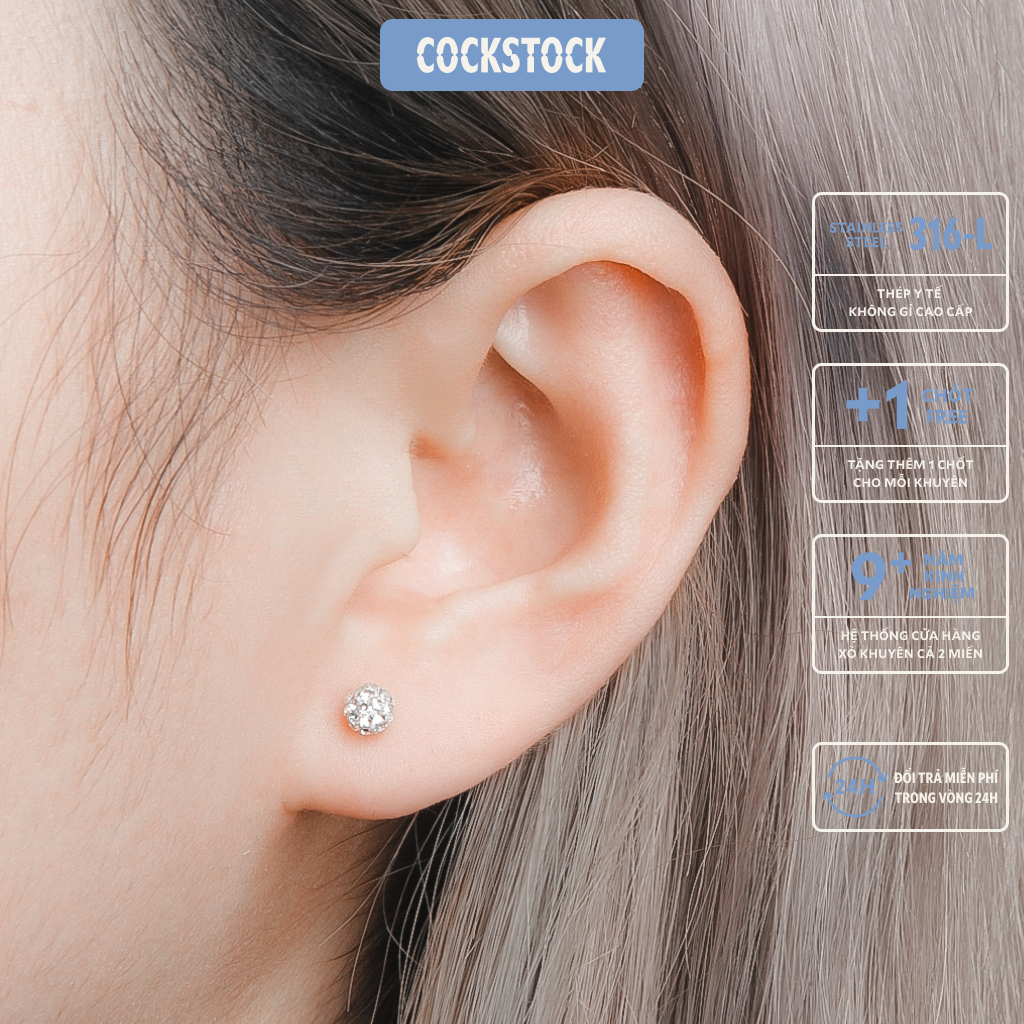 Khuyên tai đá Blink Diamond Earring CockStock